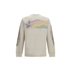 Golden Goose beige cotton sweatshirt with relaxed fit and subtle branding, displayed on a hanger.