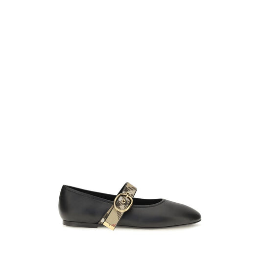 Burberry Black Calf Leather Bos Taurus Ballet Flats Burberry