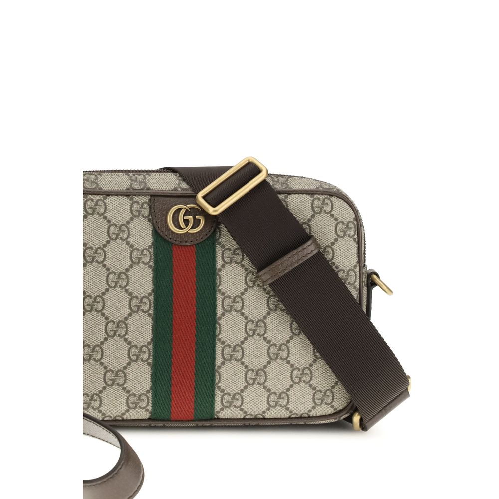 Gucci beige polyethylene shoulder bag with adjustable strap and sleek design, featuring subtle branding and modern style.