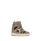 Beige calf leather Bos Taurus high top sneakers by Isabel Marant, featuring stylish design and laced closure.