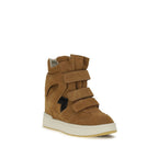 Brown calf leather Isabel Marant Bos Taurus high top sneakers with white rubber soles and stylish lace-up design.