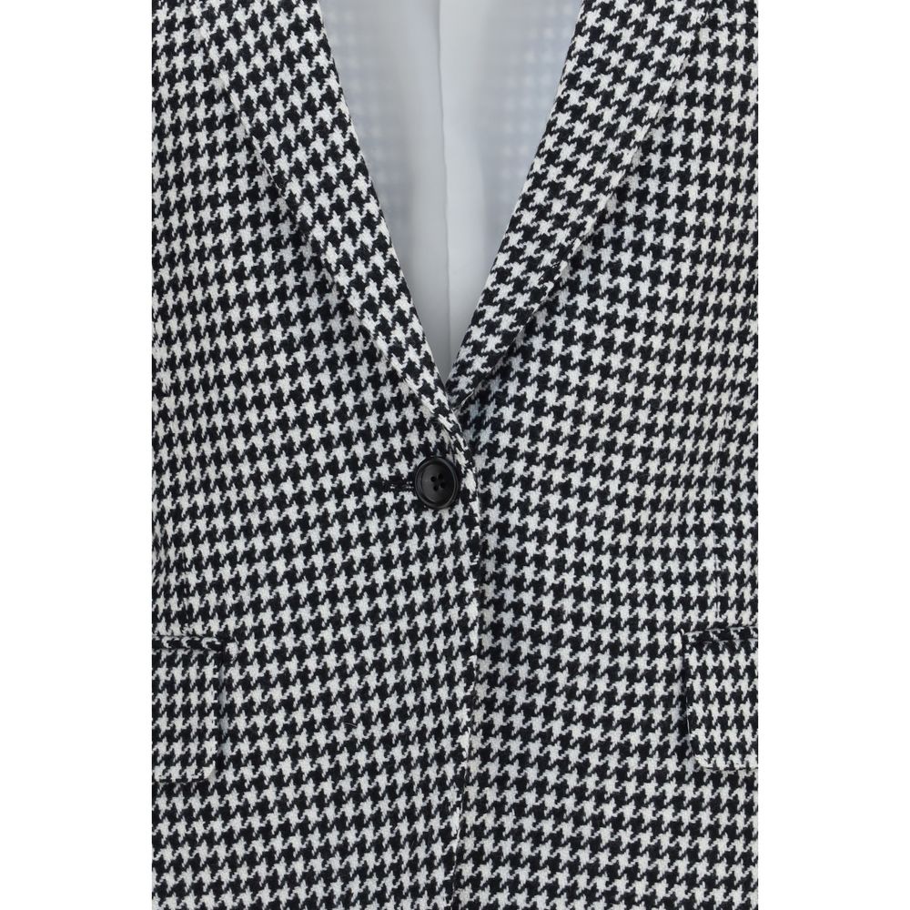 Tom Ford multicolor cashmere full-length jacket displayed on a hanger, showcasing luxurious fabric and vibrant multicolor design.
