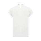 White Brunello Cucinelli elastane T-shirt with a classic fit, soft fabric, and subtle branding details.