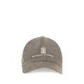Beige Brunello Cucinelli cotton baseball cap with curved brim and adjustable strap, stylish and casual accessory.