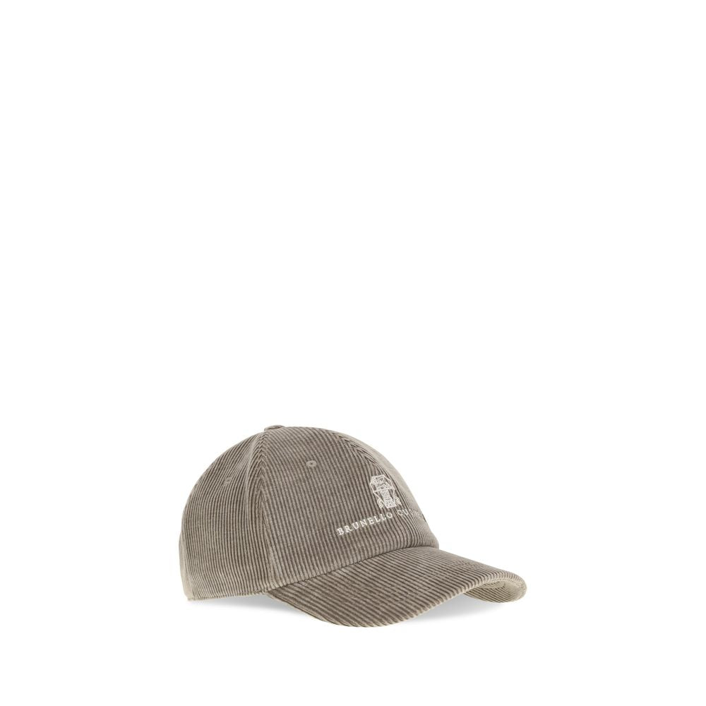Beige cotton baseball cap by Brunello Cucinelli with a curved brim and minimalist design, showcasing luxury casual headwear.