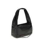 Maison Margiela black leather handbag with sleek design and structured shape, featuring subtle branding and elegant craftsmanship.