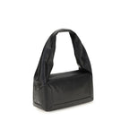 Maison Margiela black leather handbag with sleek design and minimalist accents, showcasing the elegant accessory.