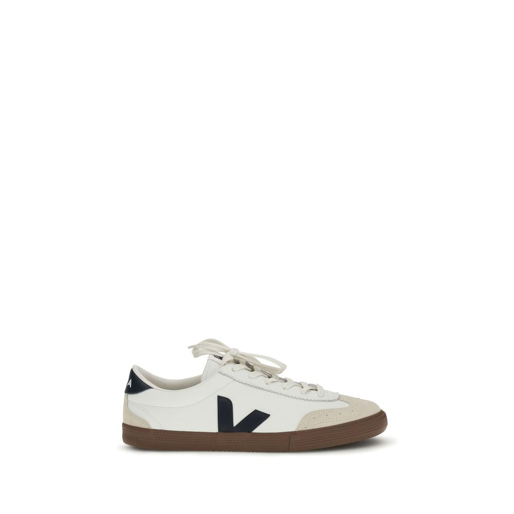 Veja White Calf Leather Bos Taurus athletic sneakers with white laces and sporty design on a clean background