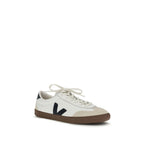 Veja white calf leather Bos Taurus athletic sneakers with laces and rubber soles, stylish footwear for active wear.