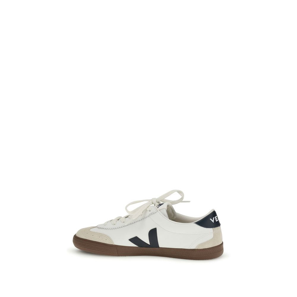 Veja white calf leather Bos Taurus athletic sneakers with clean design and white laces on a neutral background.