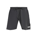 Hugo Boss Nero polyester men's shorts in black with a sleek design and adjustable waistband, perfect for casual wear.