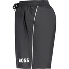 Hugo Boss Nero polyester men's shorts in black, featuring a comfortable fit and casual style, suitable for everyday wear.