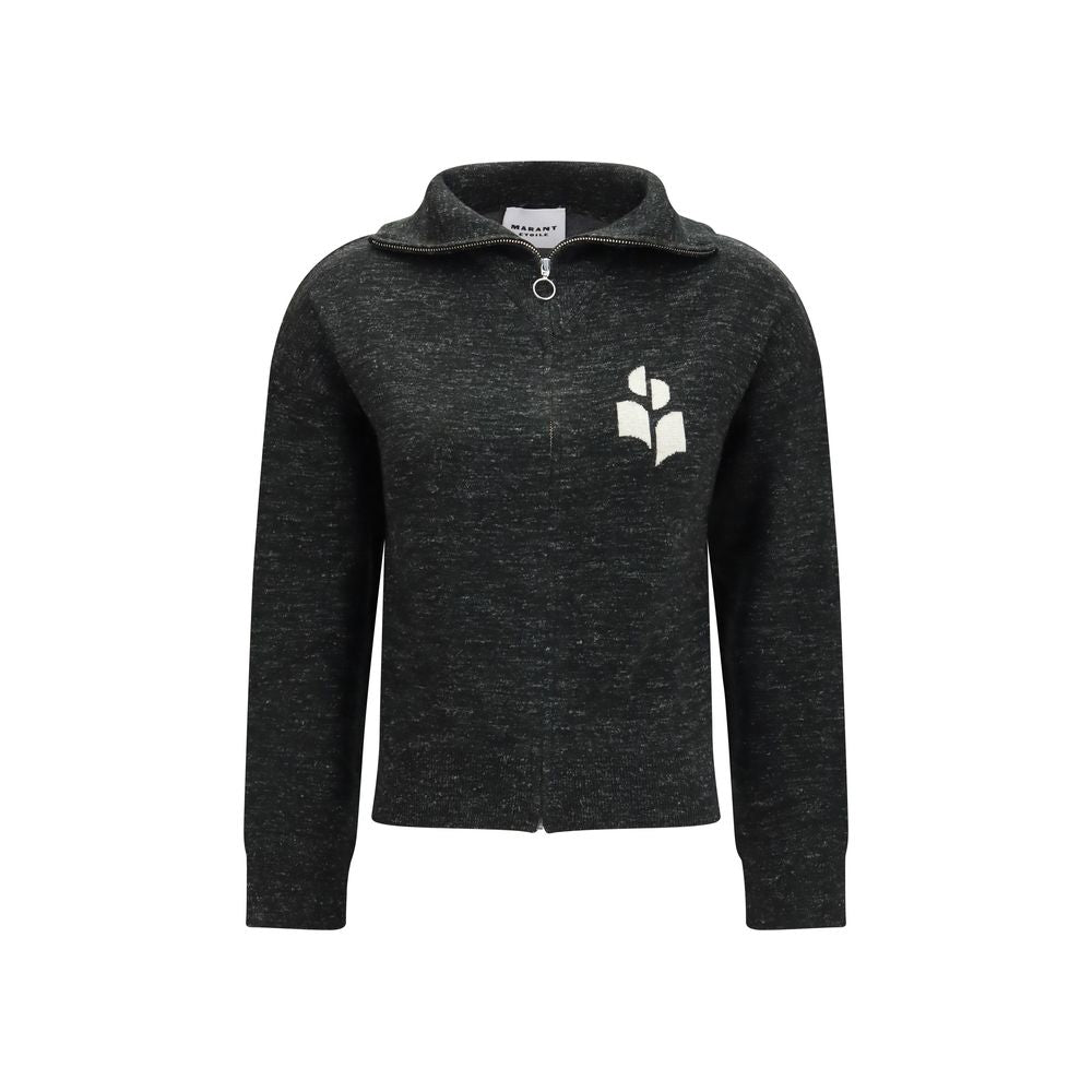 Black viscose sweatshirt by Isabel Marant Étoile with a relaxed fit, featuring a crew neckline and subtle branding details.