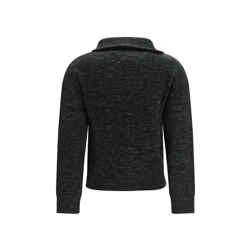 Black viscose sweatshirt by Isabel Marant Étoile featuring a relaxed fit and subtle branding, shown on a model.
