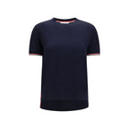 Thom Browne blue wool Aries T-shirt featuring a crew neck and printed design, casual and stylish men's clothing.