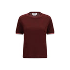 Thom Browne Bordeaux wool oversized Aries T-shirt featuring a relaxed fit and distinctive branding on soft fabric.