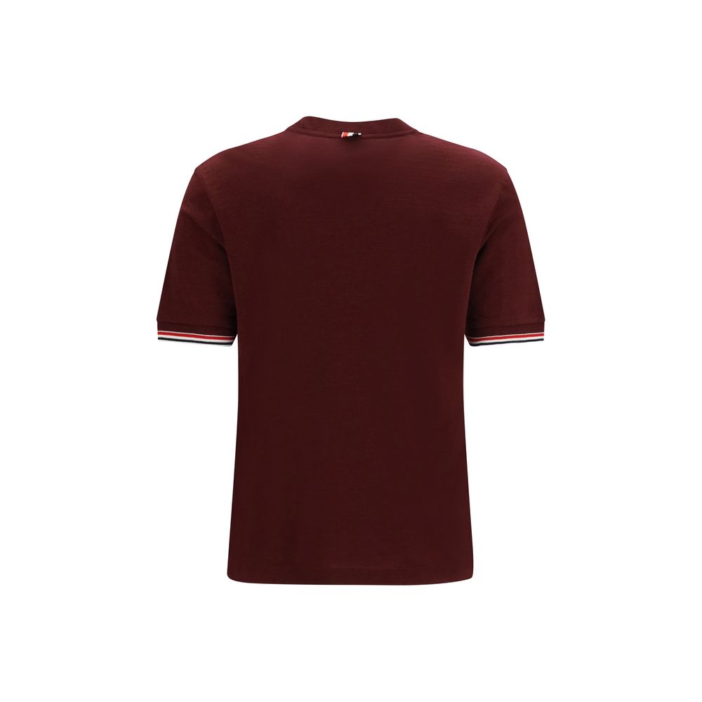 Thom Browne Bordeaux wool t-shirt featuring Aries logo design, casual fit, and soft fabric for everyday wear.