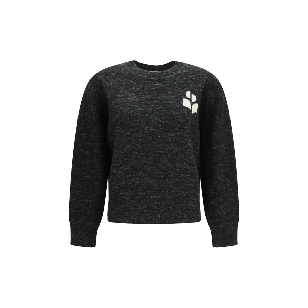 Black cotton sweatshirt by Isabel Marant Étoile with a relaxed fit and subtle branding, shown on a hanger.