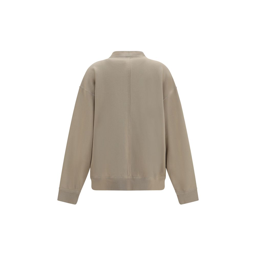 Beige cotton cardigan by Isabel Marant Étoile with a relaxed fit and button closure, displayed on a hanger.