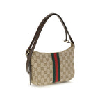 Gucci beige fabric shoulder bag with adjustable strap and subtle logo details, stylish accessory for casual or formal outfits.