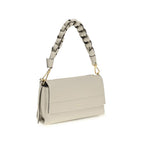 Coccinelle beige calf leather Bos Taurus shoulder bag with top handle and silver hardware, stylish and spacious for daily use.