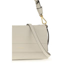 Coccinelle beige calf leather Bos Taurus shoulder bag with silver hardware and sleek design.