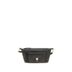 Coccinelle black calf leather Bos Taurus shoulder bag with sleek design and top handle, featuring subtle stitching and metal hardware.