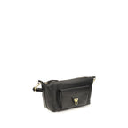 Coccinelle black calf leather Bos Taurus shoulder bag with sleek design and silver hardware, featuring a spacious interior.