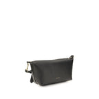 Black calf leather Coccinelle Bos Taurus shoulder bag with sleek design and silver-tone hardware.