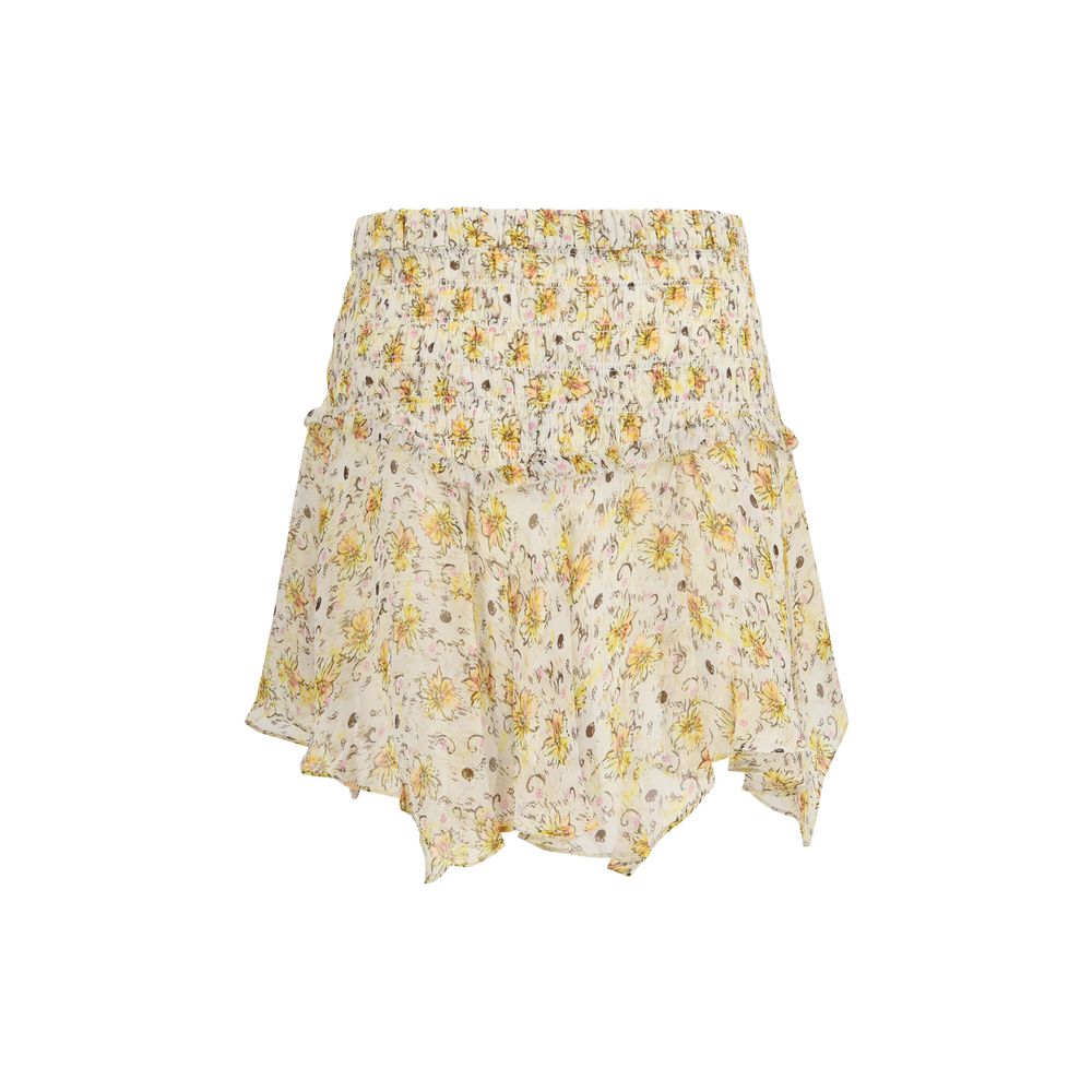 Beige viscose mini skirt from Isabel Marant Étoile featuring a stylish, flowy design and a high-waisted silhouette.