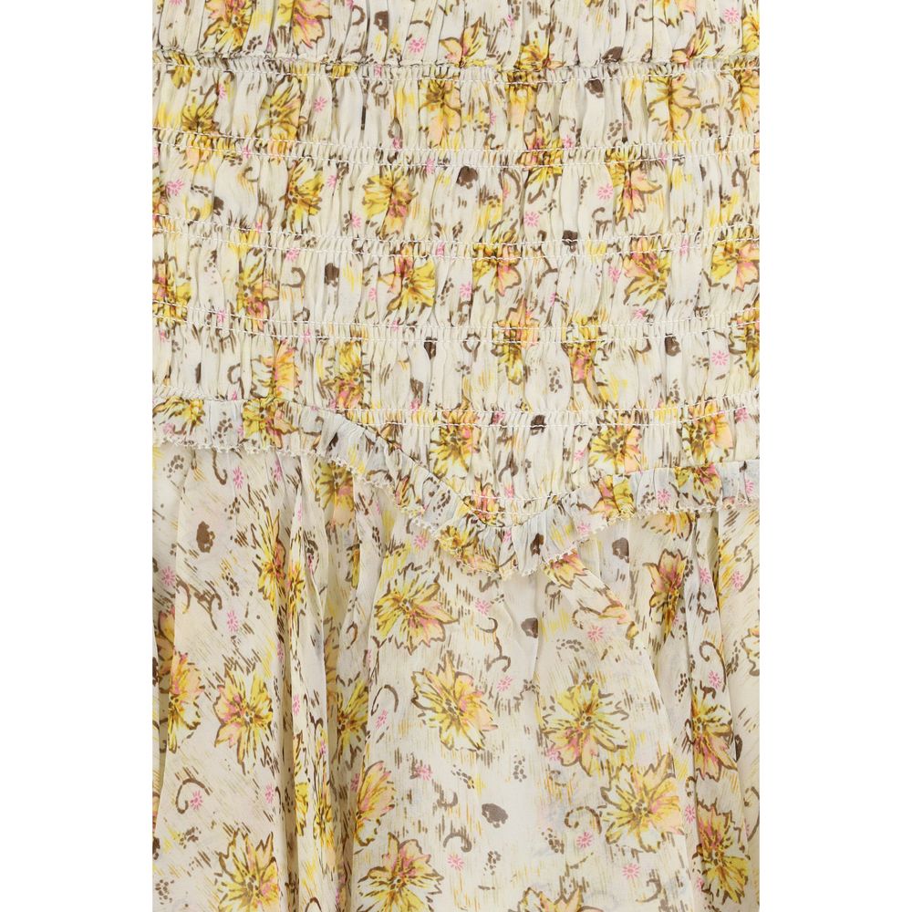 Beige viscose mini skirt by Isabel Marant Étoile featuring a stylish, flowy design and subtle stitching details.