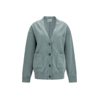 Gray cotton cardigan from Isabel Marant Étoile featuring a relaxed fit and button-front design.