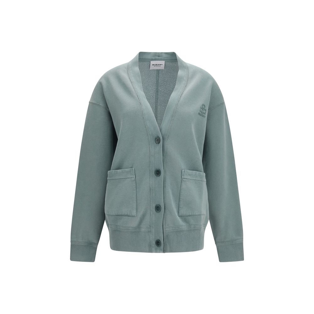 Gray cotton cardigan from Isabel Marant Étoile featuring a relaxed fit and button-front design.