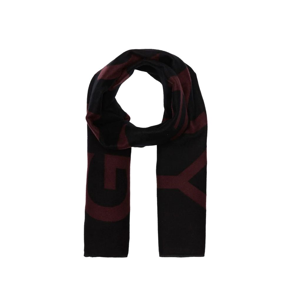 Givenchy black virgin wool scarf draped, showcasing soft texture and elegant design for cold weather style.