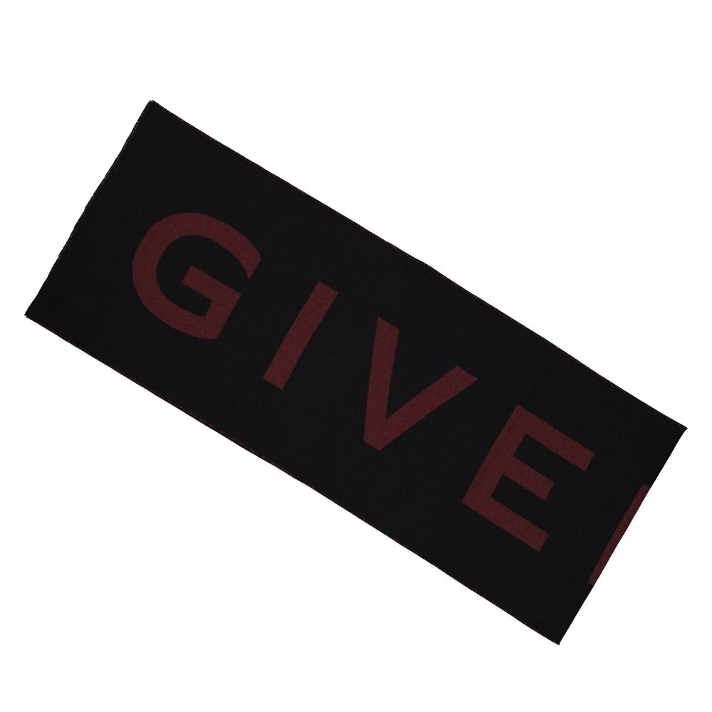 Black Virgin Wool scarf by Givenchy featuring a soft, luxurious fabric and classic design, draped elegantly.