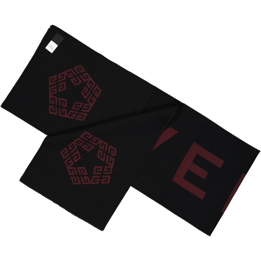 Givenchy black virgin wool scarf with soft, lightweight fabric and classic design, perfect for stylish winter wear.