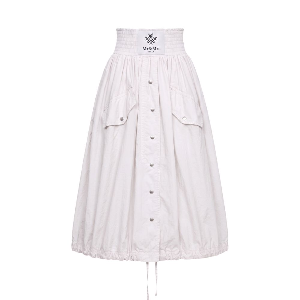 White polyamide women’s skirt from Mr&Mrs Italy, showcasing a stylish, lightweight design with a sleek, modern silhouette.