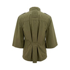 Green cotton women's shirt by Mr&Mrs Italy, stylish button-up blouse with a classic collar and long sleeves.