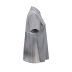 Grey cotton women's shirt by Mr&Mrs Italy, featuring a classic fit and stylish design, displayed on a hanger.
