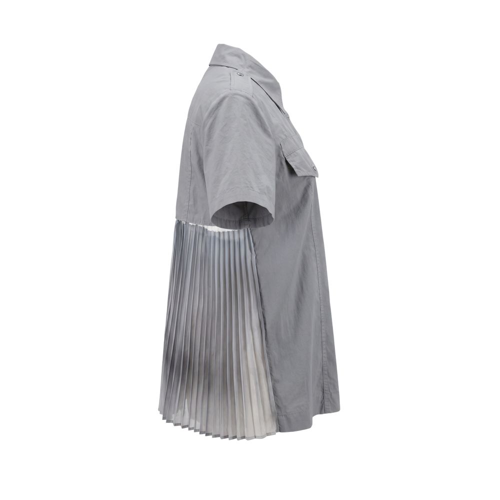 Grey cotton women's shirt by Mr&Mrs Italy, featuring a classic fit and stylish design, displayed on a hanger.