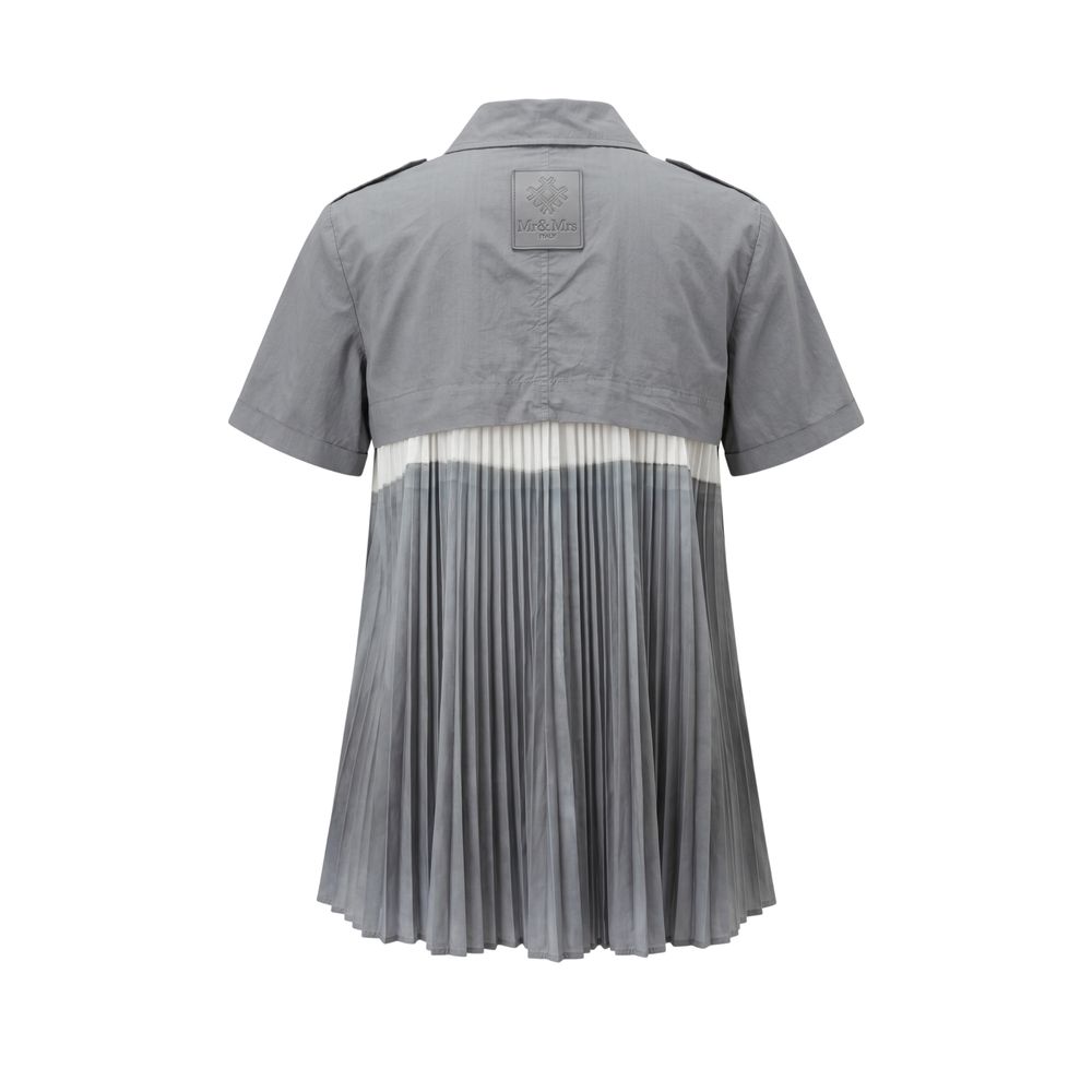 Grey cotton women's shirt by Mr&Mrs Italy, featuring a stylish, comfortable design and classic fit.