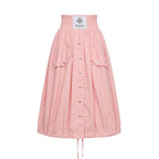 Pink polyester women's skirt by Mr&Mrs Italy, featuring a stylish and flowy design for casual or dressy occasions.