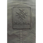 Grey cotton women’s shirt by Mr&Mrs Italy, casual fit, long sleeves, and classic collar, displayed on a hanger.