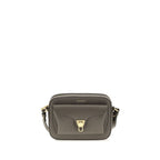Coccinelle brown calf leather Bos Taurus shoulder bag with structured design and top handle, featuring subtle stitching details.