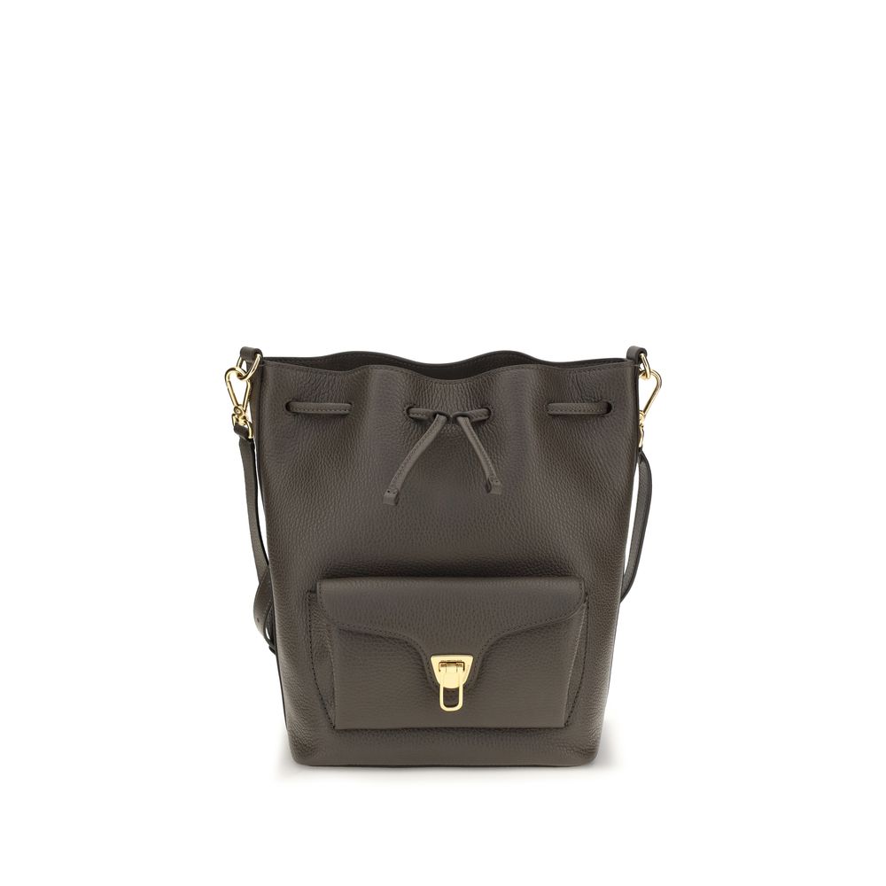 Coccinelle brown calf leather Bos Taurus backpack bag with sleek design and adjustable straps.