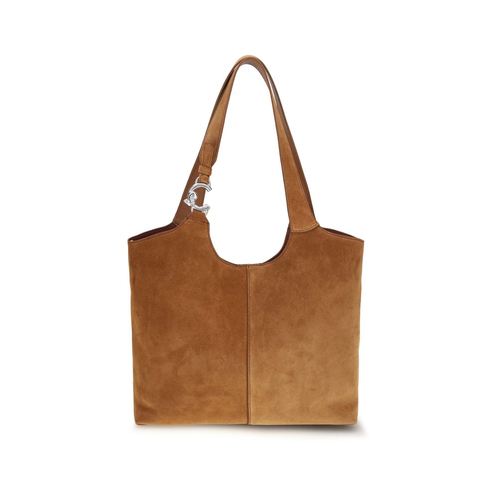 Coccinelle brown calf leather Bos Taurus shoulder bag with sleek design and silver-tone hardware.