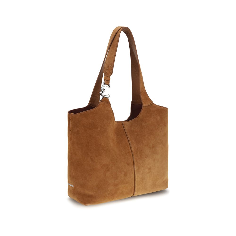 Brown calf leather Bos Taurus shoulder bag by Coccinelle with silver-tone hardware and sleek design.