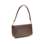 Coccinelle brown calf leather Bos Taurus shoulder bag with silver hardware and spacious interior.