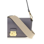 Blue calf leather Coccinelle Bos Taurus shoulder bag with silver hardware, featuring a sleek, structured design and top handle.