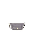 Gray calf leather Coccinelle Bos Taurus shoulder bag with sleek design and silver hardware.